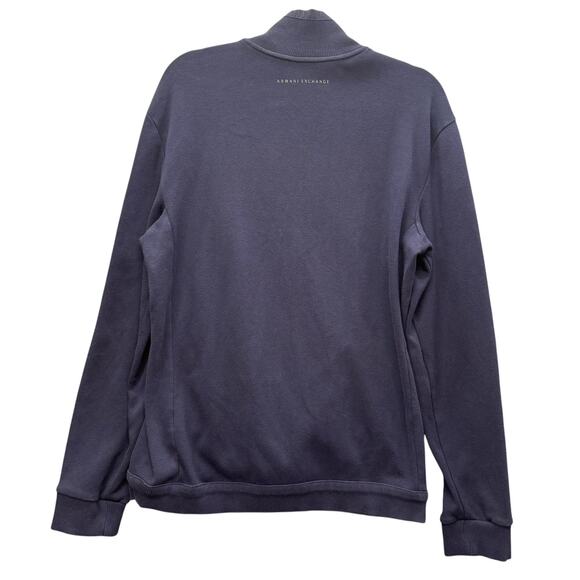 Y2K Armani Exchange Men‎ L Navy Logo Sweater 1/4 zip Mock Preppy Grunge Pullover - Picture 2 of 10